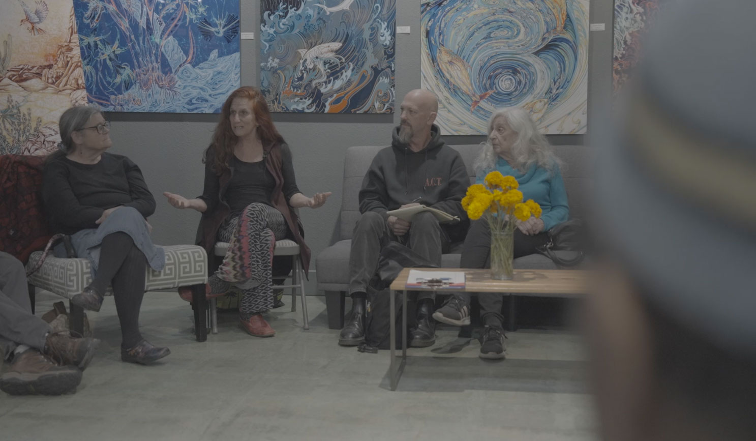 Valerie Leveroni-Corral leads a WAMM meeting at Treehouse Dispensary in Santa Cruz, California.